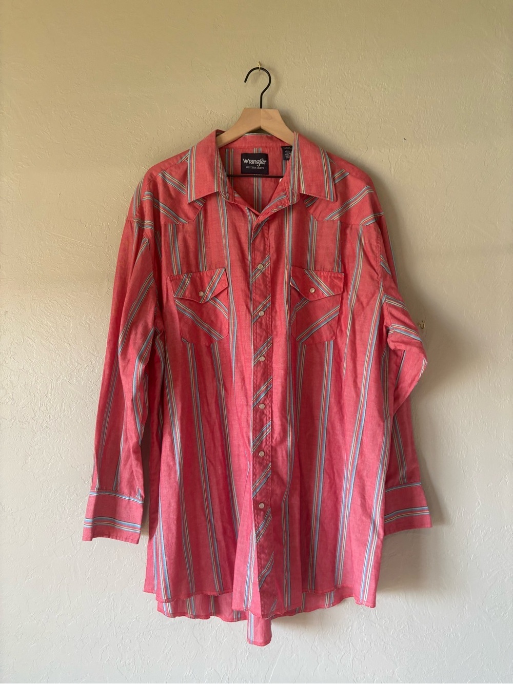 Wrangler Red Striped Casual Button Down Shirt